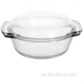 1L Clear Crystal Glass Bowl med täckning klar
